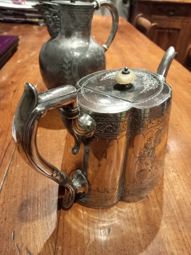 Antique silverplate teapot - teapot, and
