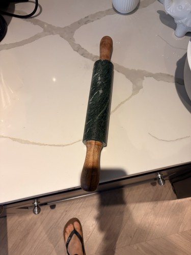 Green marble rolling pin with - marble,