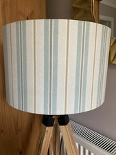 Deck Chair Stripe Handmade Lampshade Duck Egg Blue Green Grey Fabric 20 25 30 40