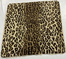 Vintage French Needlepoint Leopard Print Scene Home Decor Chair Cushion 49x47 cm