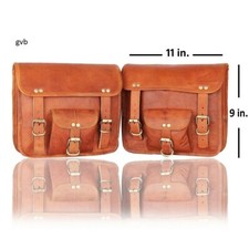Bag Motorcycle Leather Handmade Side Panniers Saddlebag Pouch Saddle Bike 2 Bag