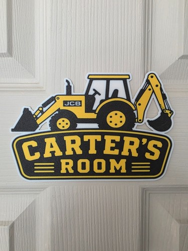 Personalised jcb door sign - personalised,