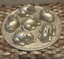 Nordic Ware Bunny Cakelet Cake Pan Gold 6 Individual Rabbit Easter Molds 12” USA