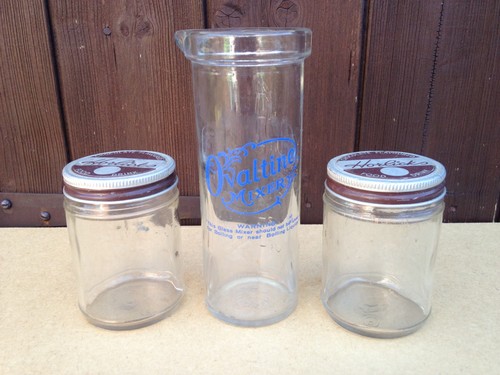 Vintage empty horlicks glass - empty,