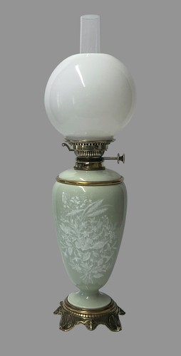 Antique oil lamp celadon - antique, pate