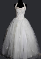 Vintage Halter Neck Wedding Dresses Elegant White Lace Flowers Bridal Gowns