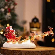 Christmas Santa LED Decoration Sleigh Reindeer Ornament Light Up Xmas Decor