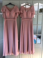 2 xDusty Pink Bridesmaid Dresses (size 8 & size 14) and 2x gold bags