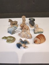 COLLECTION OF 10 VINTAGE GLAZED ANIMAL/OTHER WADE WHIMSIES ( G )