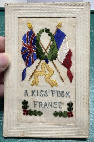 Ww1 silk postcard kiss - ww1, “a