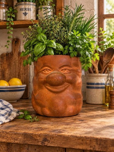 Vintage terracotta pot 20cm - pot, x
