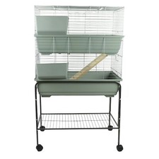 Rabbit Bunny Guinea Pig Cage 100cm Silver Double Tier Stand Pet
