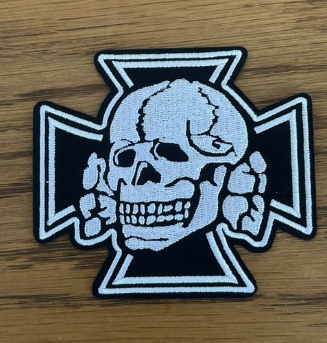 Biker skull and cross - and,