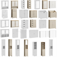 Bathroom Cabinet Cupboard Tallboy Drawers Storage Furniture White Grey Mirror