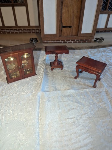 Vintage dolls house - dolls, mahogany