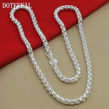 🇬🇧 GENUINE  925 Sterling Silver 5mm Round Box Chain 18 Inch Necklace Men Women