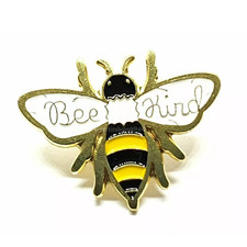 Bee Kind Pin Badge Bumble Bee Gold Tone Metal Enamel Brooch Broach UK Seller