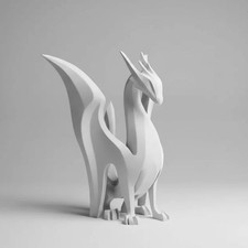 Sleek White Dragon Sculpture -