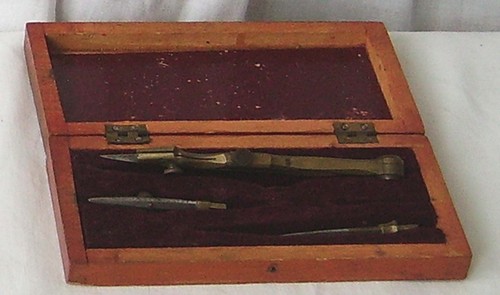 Small drawing set box brass - set,