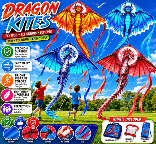 Dragon delta flying kite - kite, nylon