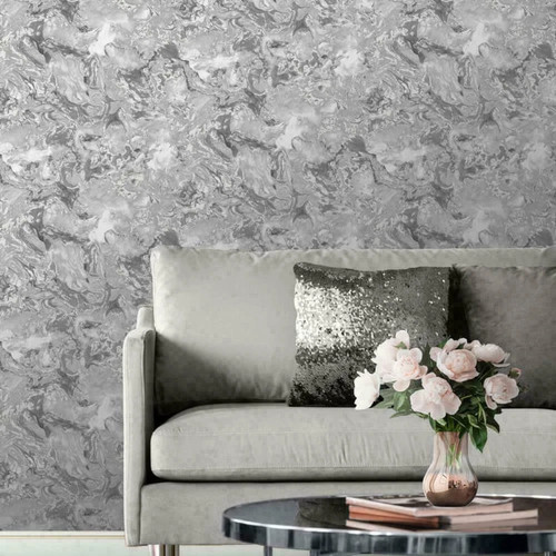 Silver gray marble - silver,