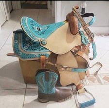 Western Leather  SaddleTrail Barrel Racing Pleasure Trail Adult Horse Saddle