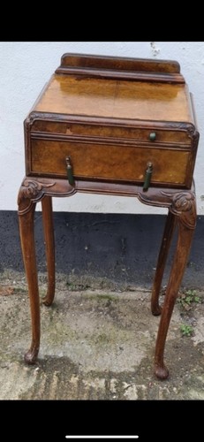 1930s burr walnut bedside - walnut, on
