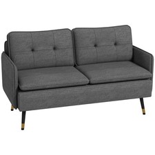 HOMCOM Modern Upholstered Two Seater Sofa for Bedroom Living Room Dark Grey