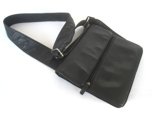 Fossil black leather messenger - black,