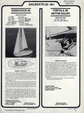 1984 PAPER AD BOAT Sailboat Endeavour 38 40 Tortola Motor Sailer Intrepid 40