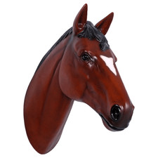 Lifesize Realistic Horse Head Chestnut Stallion Wall Mounted Display Model Prop