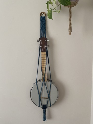 Handmade macrame petrol - macrame, blue