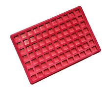 Red Coin Tray for 77 Coins Capsules Transparent Cover Space 21.5 x 21.5 mm /P77