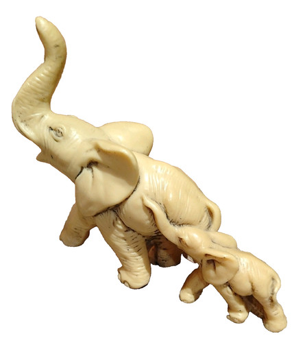 Soapstone elephant and - soapstone, calf