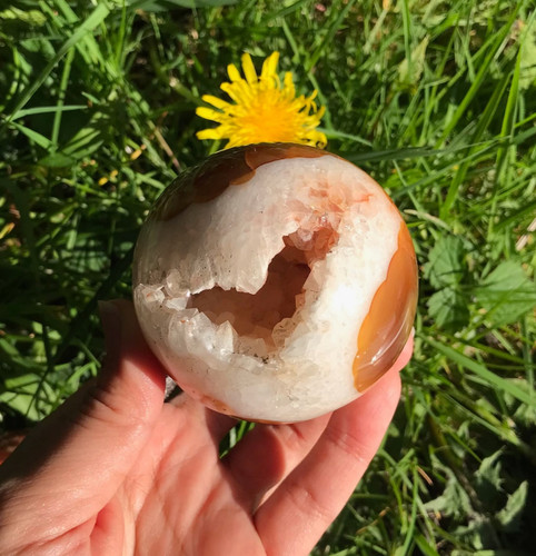Carnelian agate geode - agate, sphere