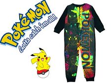 Boys Pokemon Black One Piece All In 1 1Onesie Fleece Pyjamas Age 3-10 Years
