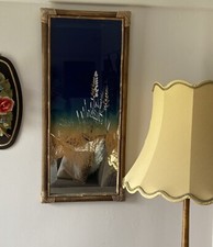 RARE Vintage Reverse Painted Mirror 1976 England Decorative Wall Hanging Mirror