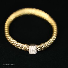 Fope Vendome 18k Yellow Gold Flex'it Stretch Bracelet w/ Diamonds - 21.7 Grams