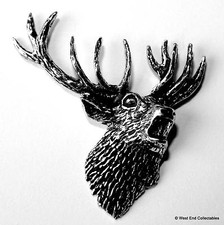 Stag Head Pewter Pin Brooch