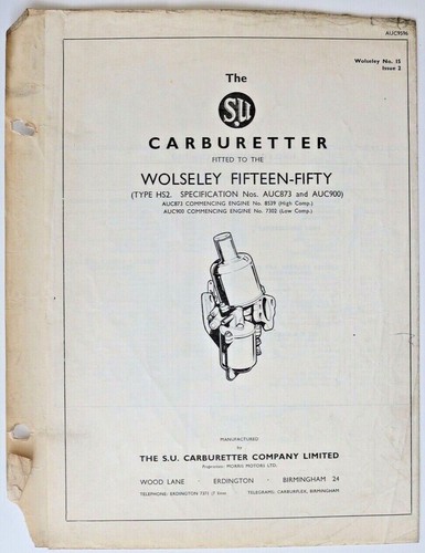 The carburetters wolseley - the,