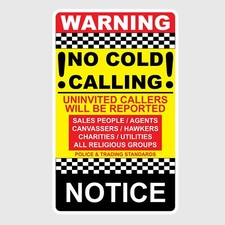 Warning No Cold Callers Or Sales People Police Letterbox Front Door Sign Sticker