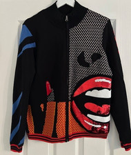 Desigual Black Lips and Lipstick Sequined Cardigan Size XL (14) BNWOT