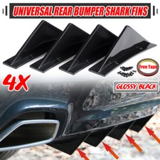 4pcs Curved Car Rear Bumper Diffuser Shark Fin Body Kit Spoiler Universal Black