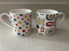 Cath Kidston by Churchill 2 mugs Clocks & Stars Mug coffee Cup Fine China 