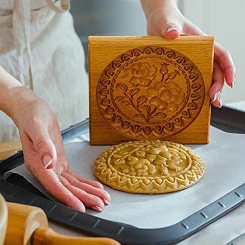 Shortbread mold carved wooden - shortbread,