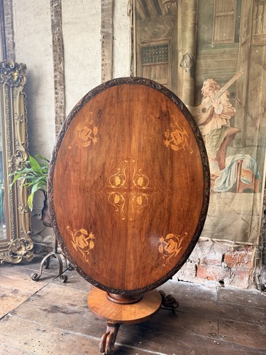 Antique walnut inlaid carved - antique,