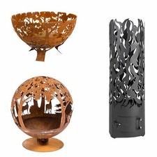 Steel Lasercut Woodland Scene Fire Pit Globe Bowl Fire Drum for Outside Use