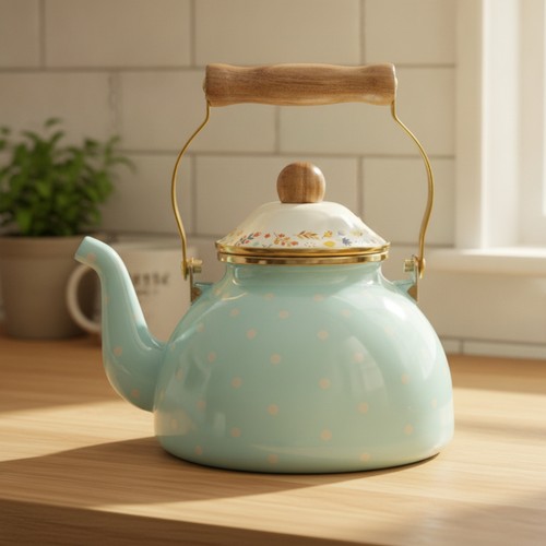 Enamel kettle with whistle - enamel,