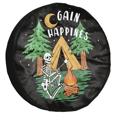 UK 14" Gain Happines Spare Tire Cover Wheel Protector Cover for Trailer RV SUV