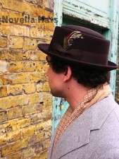 100% Wool Felt Pork Pie Hat – Crushable Snap Brim Hat Handmade Porkpie Hats S-XL